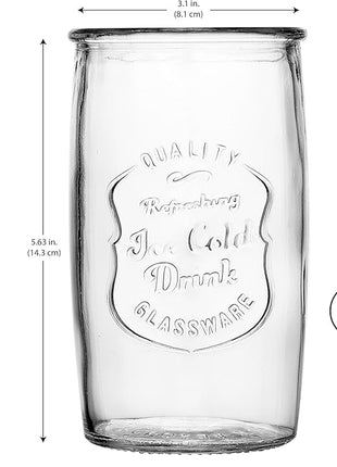 Glaver's Drinking Glasses Set of 4, Vintage Italian Style – Elegant 20 Oz Clear Tumbler Glassware Set– Genuine Artisan-Made for, Refreshing Drinks, Beverages, Cocktails.