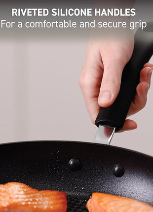 T-fal Ultimate Hard Anodized Nonstick Wok 14 Inch, Oven Broiler Safe 350F, Non Stick Stir-Fry Pan, Cookware, Pots and Pans, Kitchen, Versatile Deep Frying, Sauté, Braise, Stew, Dishwasher Safe, Black