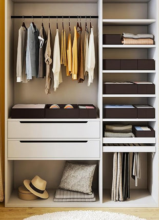 DIMJ Drawer Organizer Clothes, 12 Pack Underwear Organizer, Foldable Closet Organizers, Sock Organizer Bra Organizer, Fabric Dresser Organizer for Clothes, Bra, Socks, Tie (Brown)