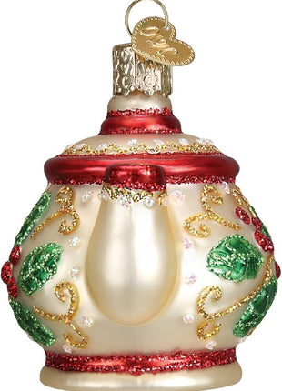 Old World Christmas Ornaments: Coffee and Tea Gifts Glass Blown Ornaments for Christmas Tree, Holly Teapot 3 X 3.25 X 2.25