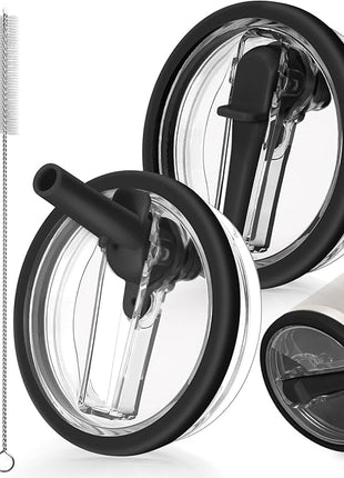 2 Pack Leak Proof Lid for 30oz Stanley H2.0 Quencher,No Spill Flip Straw Lid Replacement for Stanley Cup Accessories 30 oz Tumbler Lid Replacement Straw Cover Cap for Stanley Lids(Black,Black)