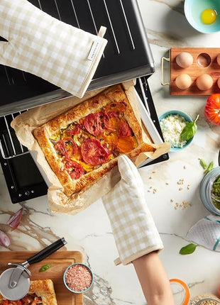 KitchenAid Gingham Oven Mitt 2-Pack Set, Milkshake, 7"x13"