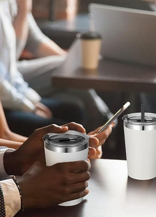 VEGOND 12oz Tumbler Stainless Steel Tumbler bulk Vacuum Insulated Double Wall Travel Tumbler with Lid and Straw Reusable Tumbler, White 6 Pack