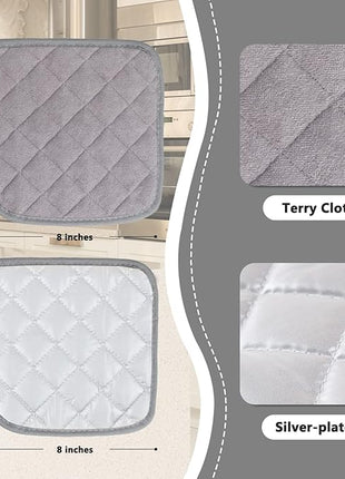 Joyhalo 4 Pack Pot Holders for Kitchen,Cotton Oven Holder with Great Heat Resistance,Non Slip Hot Pads for Kitchen Clearance,Grey