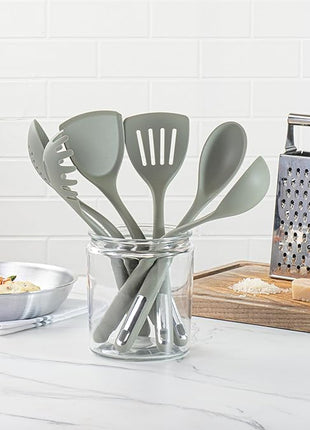 Restaurantware-Met Lux Kitchen Utensil Set, 1 Silicone Utensil Set - Consists 6 Pieces, High-Heat Tolerance, Green Silicone Kitchen Utensils, For No-Stick Cookware