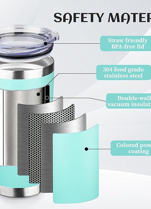 StarSpeed 20oz Tumbler Bulk with Lid, Stainless Steel Insulated Tumblers Double Wall Vacuum Insulated Travel Mug, Powder Coated Coffee Cups for Hot and Cold Drinks(Light Green,6)