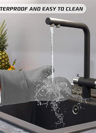 HOMWE Silicone Oven Mitts and Pot Holders for Kitchen & Baking - Set of 4 Heat-Resistant, Heavy-Duty Cooking Mittens w/Non-Slip, Textured Grip