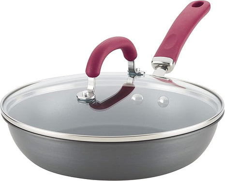 Rachael Ray Create Delicious Deep Hard Anodized Nonstick Frying Pan / Fry Pan / Hard Anodized Skillet - 10.25 Inch, Gray