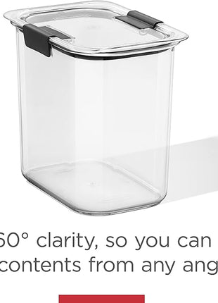 Rubbermaid Brilliance 16-Cup Airtight Food Storage Container with Lid Clear/Grey - optimal for pantry organization flour sugar and food storage