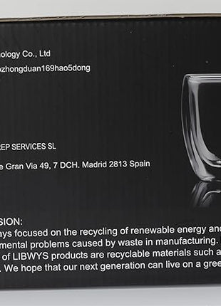 LIBWYS 4 Pack Double Walled Coffee Cups Glasses Mugs 12oz, Espresso Cappuccino Latte Tea Cups with Handle, Heat Resistant Borosilicate Clear Glasses 350ml