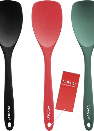 Upgrade Silicone Spatula Spoon Set,VOVOLY Heat Resistant Rubber Spoonula, Seamless Non-Stick Flexible Scrapers for Baking Mixing Tool,3 Pack,