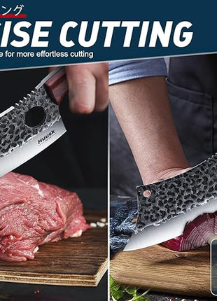 Huusk Japanese Kitchen Knife Set 6pcs with Gift Box, Butcher Knife Set for Meat Cutting, Cooking Knives with Meat Cleaver, Chef Knives Professional, Cool Mens Christmas Gift