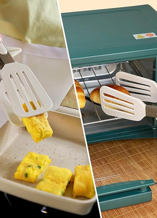 Kitchen Tongs, 9 Inch Tongs for Cooking with Silicone Tips, Food Grade Small Silicone Tongs, Mini Serving Tongs for Nonstick Pans, BBQ, Salad, Set of 3, White