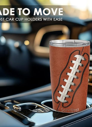 SANDJEST Football Tumbler 20oz Stainless Steel Insulated, Travel Coffee Cup, Sport Tumblers Gifts for Football Lovers, Men Women, Coach, Birthday, Christmas