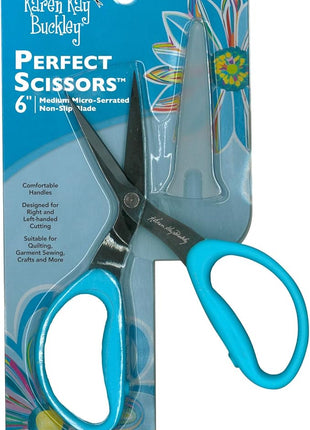 Karen Kay Buckley® Perfect Scissors™, Medium 6-inch #KKBPSM Micro-Serrated Non-Slip Blades for Appliqué, Fabric Trimming, Quilting, Sewing, Patchwork, Crafts. Sharp Blades Grip and Cut Many Layers