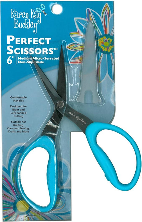 Karen Kay Buckley® Perfect Scissors™, Medium 6-inch #KKBPSM Micro-Serrated Non-Slip Blades for Appliqué, Fabric Trimming, Quilting, Sewing, Patchwork, Crafts. Sharp Blades Grip and Cut Many Layers