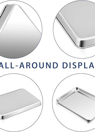 P&P CHEF 12.5 Inch Baking Cookie Sheet, Oven Pan Tray Stainless Steel Sheet Pan for Kitchen, Oven Bakeware for Multi Uses, Shiny Look & Dishwasher Safe, Healthy & Heavy Duty, 4Pcs