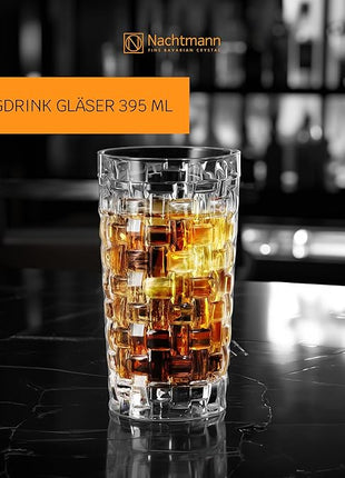 Nachtmann Dancing Stars Bossa Nova Collection, Long Drink Glass Set of 4 Clear Crystal Glass, for cocktails and cold Beverages 14-Ounce, Dishwasher safe