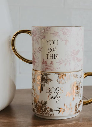 Sweet Water Decor You Got This Gold Handle Coffee Mugs - 17oz Cute Coffee Mugs for Hot & Cold Drinks - Spring Home Decor and Gift - Ideal Tea & Espresso Cups