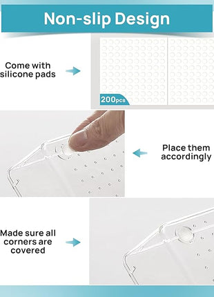 Vtopmart 44 PCS Clear Plastic Drawer Organizers Set, 4-Size Versatile Bathroom and Vanity Organizer Trays, Non-Slip Storage Containers for Makeup, Jewelries, Bedroom，Kitchen Utensils and Office