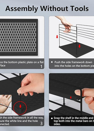Upgraded Cabinet Organizers and Storage -Divided Compartment Holder for Plastic Bag, Wrap, Foil, Snack and Box for Kitchen and Pantry Organization and Storage, Kitchen Organization(Black)