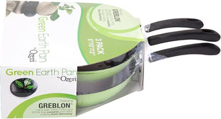 Green Earth Frying Pan 3-Piece Set by Ozeri (8", 10", 12") – 100% PTFE, PFC, APEO, GenX, NMP and NEP-Free German-Made Coating