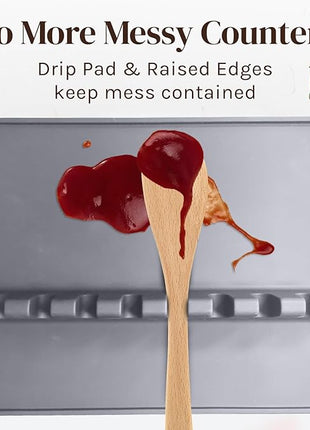 Gray Silicone Spoon Rest for Stove Top with Drip Pad (1 Pack) - Extra Large Heat-Resistant, BPA-Free Utensil Rest for Kitchen Counter - Utensil Holder for Spatulas, Tongs, Ladles and Kitchen Gadgets