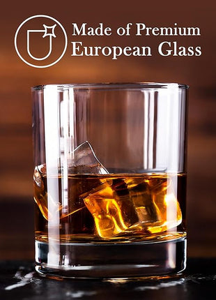 Old Fashioned Whiskey Glass Set, Premium Rocks Glasses for Cocktails and Bourbon, 10 1/4 Oz, Set of 6, Lead-Free Crystal, Bar Drinking Glass Tumbler for Scotch, Cognac, Irish Whisky