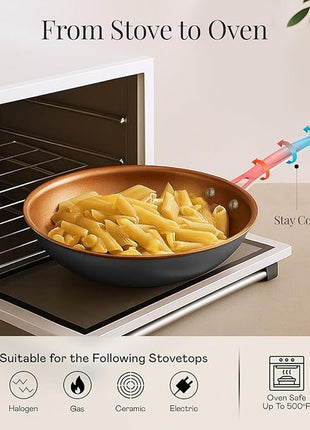 Gotham Steel 11 Inch Non Stick Frying Pan Nonstick Pan with Ceramic Copper Coating for Long Lasting Nonstick Frying Pan Skillet for Cooking with Stay Cool Handle, Oven/Dishwasher Safe, Non Toxic