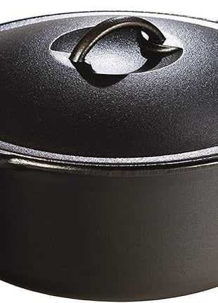 Lodge BOLD Exclusive 7 Quart Premium Pre-Seasoned Cast Iron Dutch Oven with Lid - Dual Handles - Use in the Oven, on the Stove, on the Grill or over the Campfire - Black