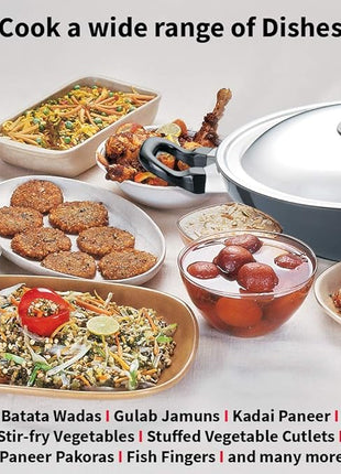 Hawkins Futura Nonstick Kadhai 2.5 L, 26 cm, 3.25 mm with SS lid (Black)