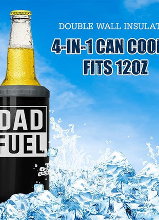 SANDJEST 4-in-1 Tumbler Gifts for Dad from Daughter Son - 12oz Dad Fuel Can Cooler Tumblers Travel Mug Cup - Stainless Steel Insulated Cans Coozie Christmas, Birthday, Father's Day Gift for Daddy