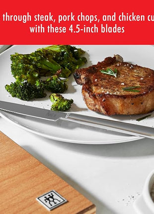 ZWILLING Contemporary Steak Knife Set of 8, Oval handle, Stainless Steel, with 12" x 10" case