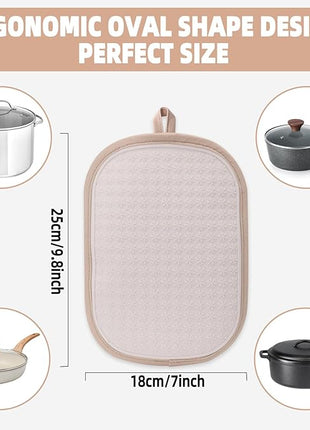 Hovico 2PCS Silicone Pot Holders, Oven Mitts Heat Resistant Hot Pads with Pockets, Non Slip Pot Holder for Kitchen Baking and Cooking| 9.8 x 7 Inches | Towel Cloth Interior Lining - Milkshake