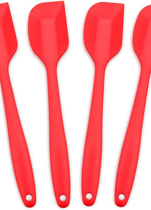 Silicone Spatula 4-piece Set, Heat-Resistant Non-stick Rubber Spatulas with Stainless Steel Core, Red