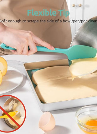 U-Taste Silicone Spatula Set, 600ºF High Heat Resistant, Seamless Food Grade Flexible Rubber Kitchen Cooking Mixing Baking Scraper for Nonstick Cookware Set of 3 (Aqua Sky)