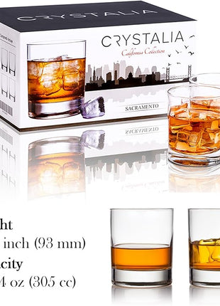 Old Fashioned Whiskey Glass Set, Premium Rocks Glasses for Cocktails and Bourbon, 10 1/4 Oz, Set of 6, Lead-Free Crystal, Bar Drinking Glass Tumbler for Scotch, Cognac, Irish Whisky