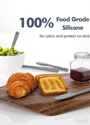 4 Pieces Silicone Spatula Set, Food Grade Rubber Spatula, Upgrade Strong Handle with Ergonomic Grip, Heat Resistant for Nonstick Cookware, Cooking