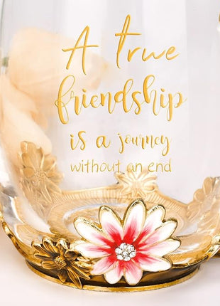 OEAGO Friendship Gifts for Women Best Tea Cup Friend Gifts for Women Flower Coffee Mug Christmas Birthday Gifts for Female Coworker