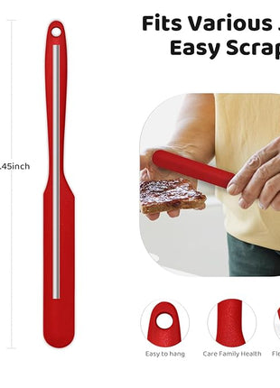 Silicone Jar Scraper with Long Handle, Jam Spreader for Peanut Butter, Kitchen Spatula for Baking and Cake Icing