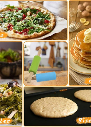 Koogel 2PCS Small Rolling Pin, 9 Inch Kids Rolling Pin for Baking Supplies, Playdough, Wooden Handle Dough Rollers