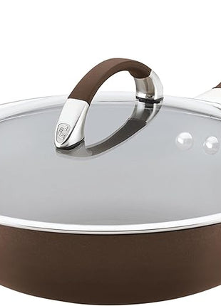 Circulon Symmetry Hard Anodized Nonstick Wok/Stir Fry Pan with Lid, 12", Chocolate
