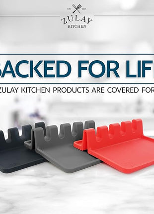 Zulay Kitchen Silicone Utensil Rest with Drip Pad for Multiple Utensils - BPA-Free, Heat-Resistant Spoon Rest & Spoon Holder for Stove Top - Kitchen Utensil Holder for Ladles & Tongs - Mystic Violet