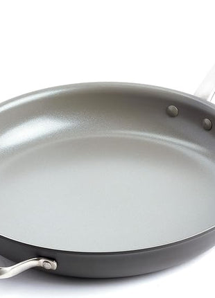 GreenPan Chatham Hard Anodized Healthy Ceramic Nonstick, 13" Frying Pan Skillet with Helper Handle, PFAS-Free, Dishwasher Safe, Oven Safe, Gray