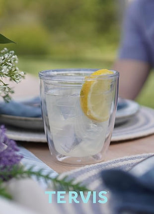 Tervis Clear & Colorful Tabletop 12oz Made in USA Double Walled Insulated Tumbler Travel Cup Keeps Drinks Cold & Hot, 12oz - 4pk, Clear
