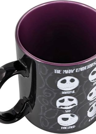 Silver Buffalo Disney Tim Burton's Nightmare Before Christmas Jack Skellington Emotions Ceramic Mug, 20 Ounces