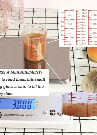 Ackers 7-Piece Glass Measuring Cup Set, Borosilicate Beaker Style Nesting Liquid Measuring Cups