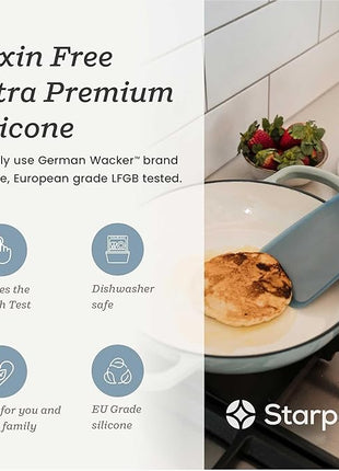 Starpack 'Flex & Flip' Flexible Silicone Turner Spatula Set (3 Pcs) - High Heat Resistant Spatulas for Cooking Egg 600°F - Silicone Pancake Turner Spatula, LFGB Grade Non Stick Rubber Kitchen Utensils