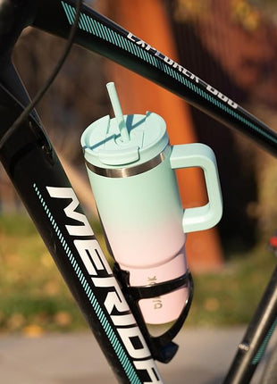 BJPKPK 40 oz Stainless Steel Tumbler With Handle Insulated Tumblers With 2 Straw Travel Coffee Mug With Lid,Army Green