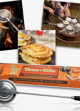 Long Handled Sandwich Grill, Pie Iron, Panini & Sandwich Press for Toasted & Sealed Hot Pocket Sandwiches, Pies - Best for Stovetop, Grill, Fire pits